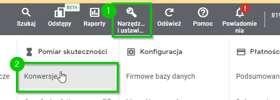 Konwersje w kampaniach Google